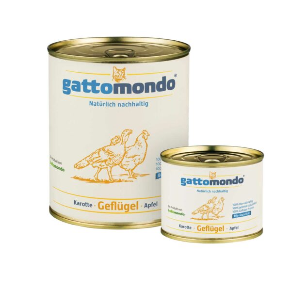 gattomondo – Geflügel 200g- und 800g-Dosen Feuchtfutter – Bio-Katzenfutter von bellomondo